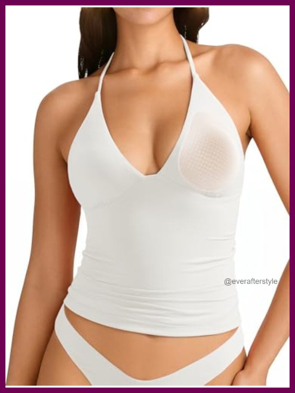 Double Lined Halter Tank Top Padded V Neck Sleeveless Summer Top
